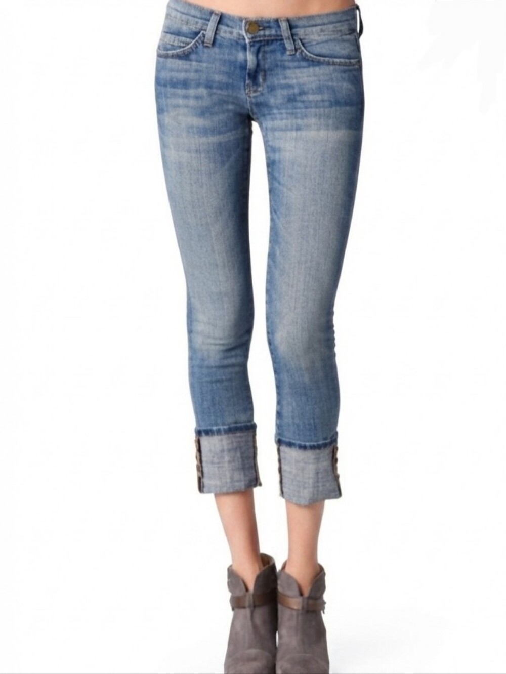 Current/Elliot Beatnik Blue Straight Slim Fit Crop Jeans Women's Sz 27